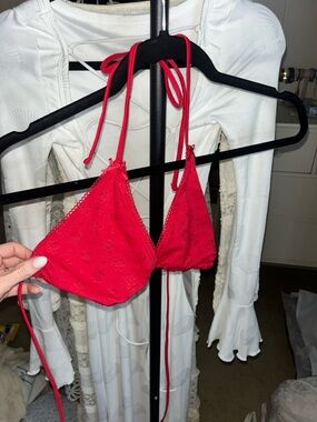 Primark Red Embroidered Triangle Top